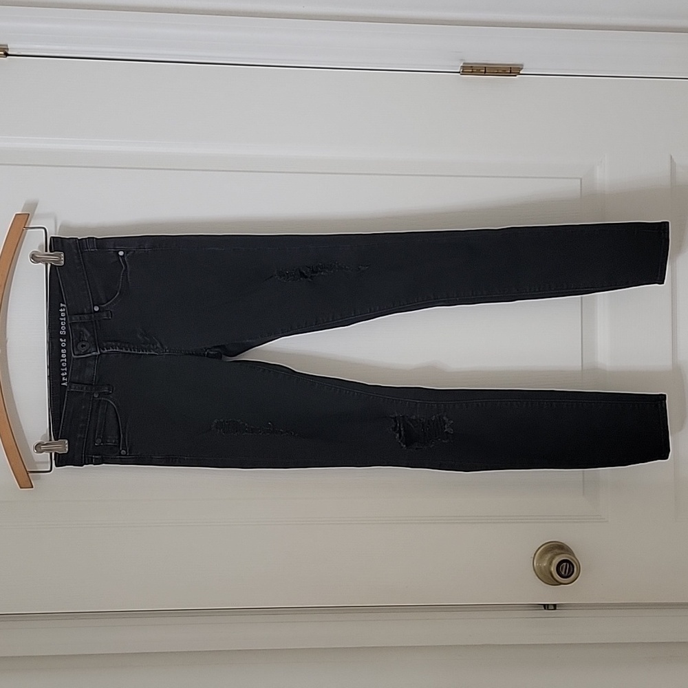 Articles of Society, Size 24 Black Skinny Destroyed Jeans, EUC